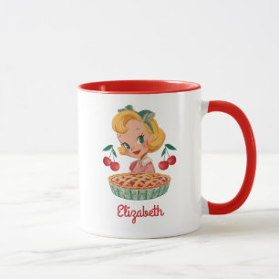 Retro Meisje Kersen Taart Mok