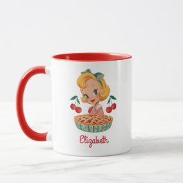 Retro Meisje Kersen Taart Mok