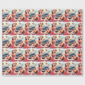 Retro Meisje Klassieke Pin Up Cadeaupapier (Vlak)