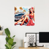 Retro Meisje Klassieke Pin Up Poster (Thuiskantoor)