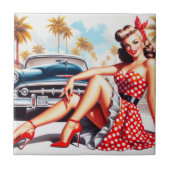 Retro Meisje Klassieke Pin Up Tegeltje (Voorkant)