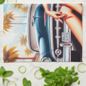 Retro Meisje Klassieke Pin Up Theedoek (Gevouwen)