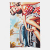 Retro Meisje Klassieke Pin Up Theedoek (Verticaal)