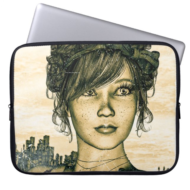 Retro Meisje Laptop Sleeve (Voorkant)
