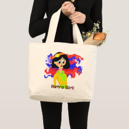 Retro Meisje Medium Jumbo Canvas tas
