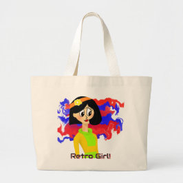Retro Meisje Medium Jumbo Canvas tas