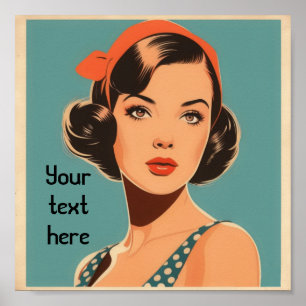 Retro meisje met aangepaste tekst poster