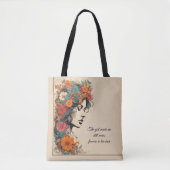 Retro Meisje met Bloemen in haar haar Tote Bag (Voorkant)