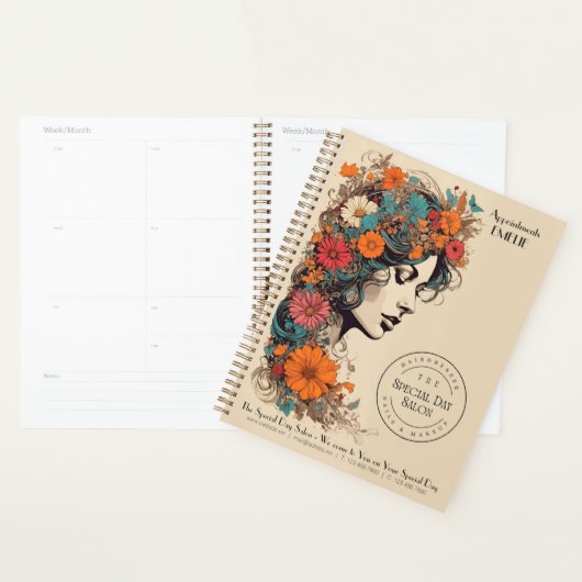 Retro Meisje met bloemen in haar haar - Zakelijk Planner (Display)