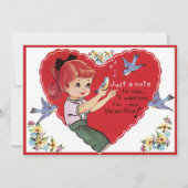  Retro Meisje met Bluebirds Custom Valentijn Feestdagenkaart (Voorkant)