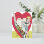 retro meisje met mes Valentijn Kaart (Staand voorkant)