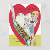 retro meisje met mes Valentijn Kaart (Voorkant)