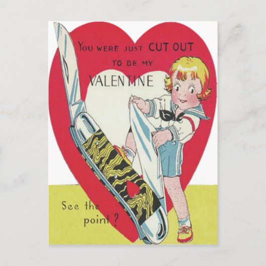 retro meisje met mes Valentijn Kaart (Voorkant)