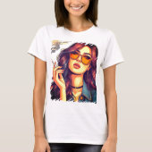 Retro meisje met zonnebril t-shirt (Voorkant)