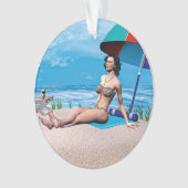 Retro Meisje onder de Zon Ornament (voorkant)