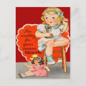  Retro Meisje op Telefoon Valentijn Kaart (Voorkant)