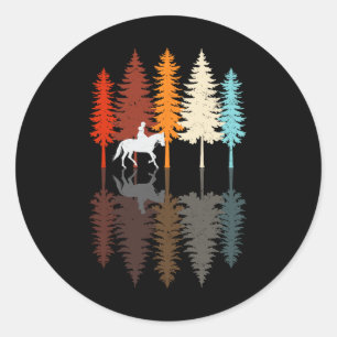 Retro  Meisje Paardrijden Ronde Sticker