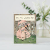  Retro Meisje Picking Daisies Valentijn Kaart (Staand voorkant)