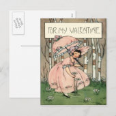  Retro Meisje Picking Daisies Valentijn Kaart (Voorkant / Achterkant)