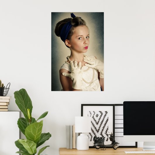  retro meisje poster (Thuiskantoor)