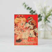  Retro Meisje & Puppy Valentijn Kaart (Staand voorkant)