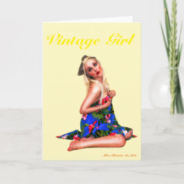 Retro Meisje Schattig Vintage Pin-up Meisje Groetk Kaart