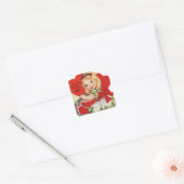  retro meisje Valentijn Vakantie sticker (Envelop)