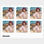 Retro  Meisje verlaten benzinestation Stickers (Vel)