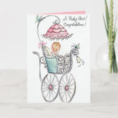 retro meisje voegt gevoel toe kaart (Voorkant)