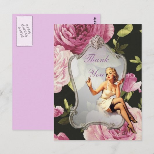 retro meisje Vrijgezellenfeest Tea Party dank u Briefkaart (Voorkant / Achterkant)