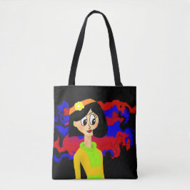 Retro Meisje Zwarte Tote Tas