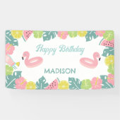 Retro Meisje Zwembad Party Banner (Horizontaal)