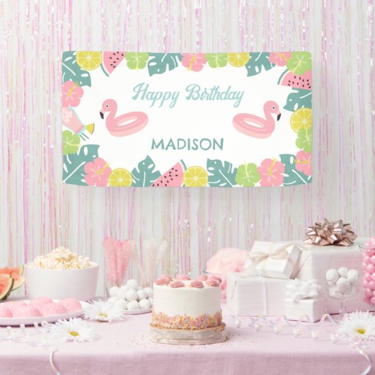 Retro Meisje Zwembad Party Banner (Feest)