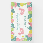 Retro Meisje Zwembad Party Banner (Verticaal)