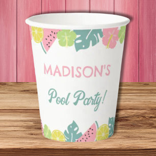 Retro Meisje Zwembad Party Banner Papieren Bekers