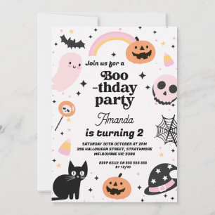 Retro Meisjes Boothday Halloween Verjaardag Kaart