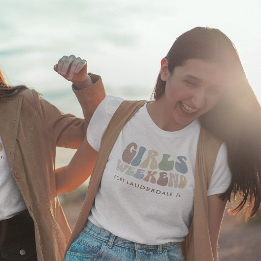 Retro Meisjes Bruiloft Weekend Bruid T-shirt