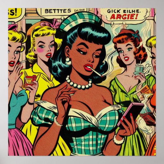Retro Meisjes Comics Poster (Voorkant)