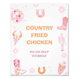 Retro Meisjes Eerste Rodeo 1e Verjaardag Party Tek Foto Afdruk