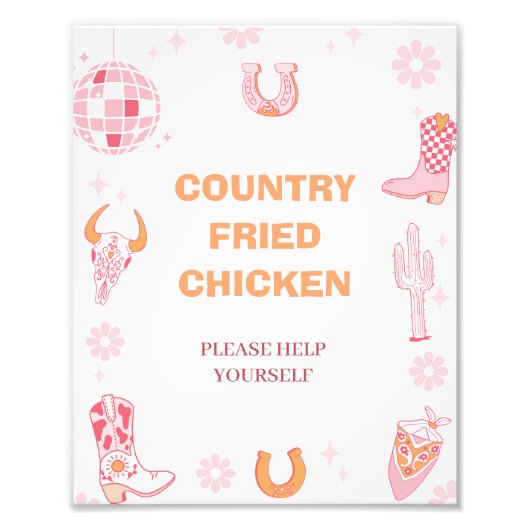 Retro Meisjes Eerste Rodeo 1e Verjaardag Party Tek Foto Afdruk (Voorkant)