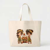Retro Meisjes Grote Tote Bag (Voorkant)