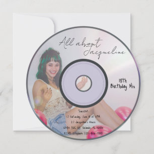 Retro Meisjes Muziek CD Verjaardagsuitnodiging Kaart