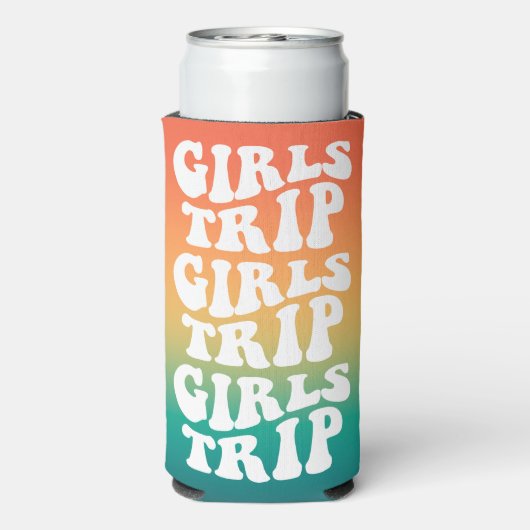 Retro Meisjes Reis Beste Vrienden Aangepast Seltzer Blikjeskoeler (Seltzer Achterkant)