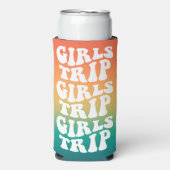 Retro Meisjes Reis Beste Vrienden Aangepast Seltzer Blikjeskoeler (Seltzer Voorkant)