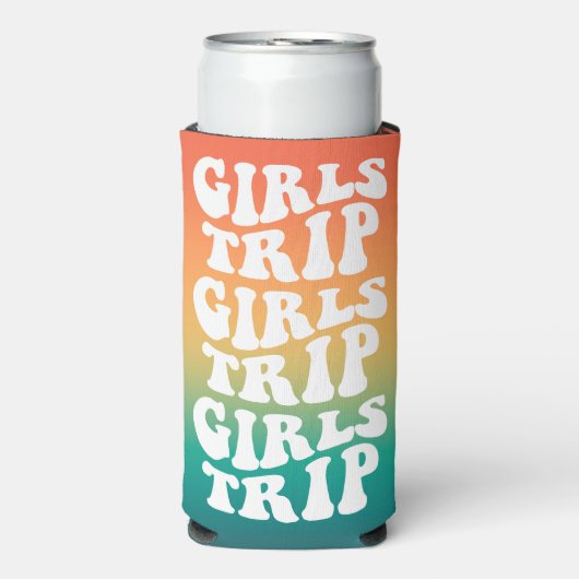 Retro Meisjes Reis Beste Vrienden Aangepast Seltzer Blikjeskoeler (Seltzer Voorkant)