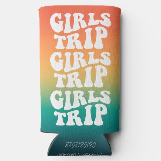 Retro Meisjes Reis Beste Vrienden Aangepast Seltzer Blikjeskoeler (Achterkant)