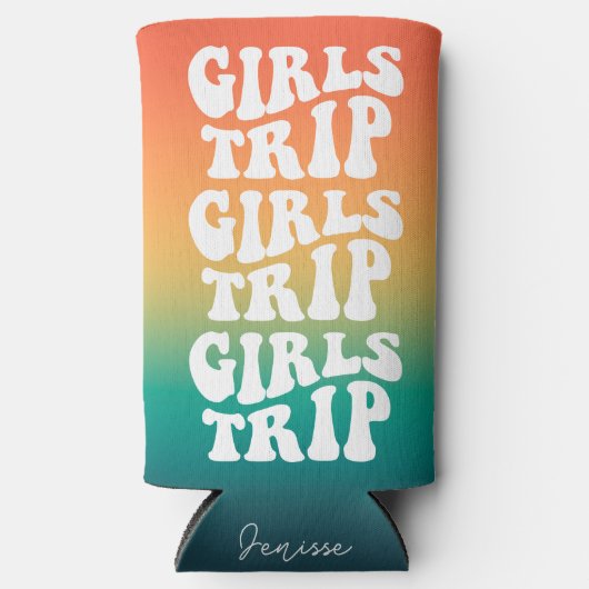 Retro Meisjes Reis Beste Vrienden Aangepast Seltzer Blikjeskoeler (Voorkant)