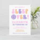 Retro Meisjes Slaap Feestje Kaart (Staand voorkant)