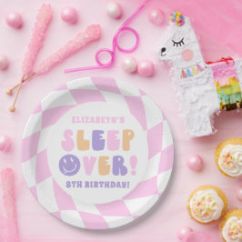 Retro Meisjes Slaap Over Party Papieren Bordje