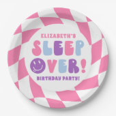 Retro Meisjes Slaap Over Party Papieren Bordje (Voorkant)